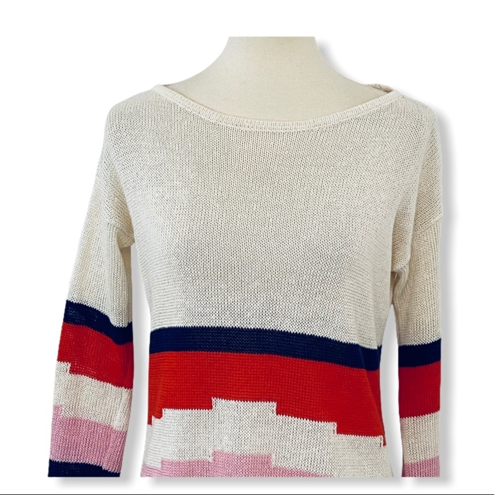 Madewell Linen Blockstop Oversize Color Block Swe… - image 3